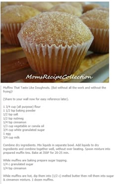 a recipe for muffins with sugar on top