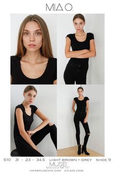 the model is posing in all black