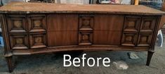 an old dresser is being restored with marble top