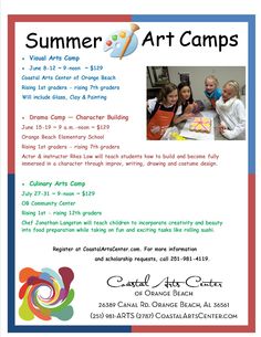 an advertisement for the summer art camp