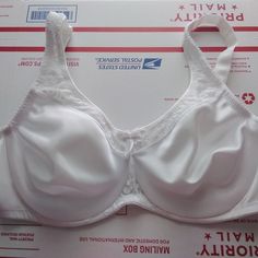 Brand New White Unlined Silky Material With Lace Accents Bra. This Is A 34c. Pet Free/Smoke Free Home. White Full Coverage Feminine Bra, Feminine Full Coverage White Bra, Feminine White Full Coverage Bra, White Full Cup Bra With Moderate Coverage, White Fitted Bra With Moderate Coverage, White Bra, White Bras, Women's Intimates, Color White