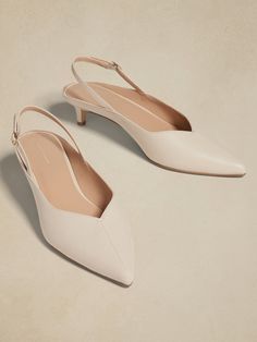 Vegan Leather Slingback Kitten Heel Sandal | Banana Republic Factory Leather Looks, Kitten Heel Sandals, Banana Republic Factory, Heel Sandal, Sling Back, Kitten Heel, Back Strap, Low Heels, Banana Republic