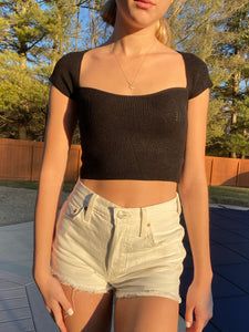 Black Knitted Square Neck Croptop – Juniper