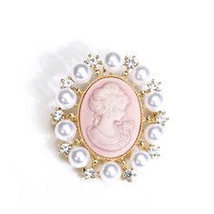 PRICES MAY VARY. Materials --- Made of hypoallergenic materials. AAAAA Cubic Zirconia, Shiny & Sparkly. Size & Details --- Rhinestone Pearl Cameo Brooch Size 1.34*1.73 Inches. Dainty Shell Pearls Crystal Wreath Lapel Pins, Carved Pink Victorian Lady Brooches Jewelry. Packing --- Dainty Brooch Pin Come with Black Gift Velvet Pouch. It is the ideal gift for Best Friend, Daughter, Lover, Mom, Sister, Bride, Bridesmaids, Aunt, Girl Friend etc. Perfect Gift --- Ideal for Christmas gifts, Thanksgiving Crystal Wreath, Pink Brooch, Pink Victorian, Princess Jewelry, Medieval Jewelry, Shabby Chic Pink, Cameo Jewelry, Victorian Lady, Accessories Wedding