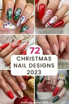 Sparkly Christmas Nails, Xmas Nail Designs, Classy Nail Art Ideas, Christmas Nail Art Easy, Christmas Nail Ideas, Red Christmas Nails, Holiday Nail Designs, Cute Christmas Nails, Christmas Nails Easy