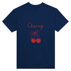 Be boldly stylish with our Cute Coquette Cherry Printed T-Shirt. Available in a variety of vibrant colors, this shirt is perfect for those who want to make a statement while staying comfortable. Express your unique personality and stand out from the crowd with this fun and playful piece.- A classic t-shirt with crew neck.- Air-jet spun yarn with a soft feel and reduced pilling.- Double-needle stitched collar, shoulders, armholes, cuffs, and hem.- 100 % cotton. Casual Red T-shirt With Funny Print, Red Slogan T-shirt For Spring, Trendy Red T-shirt With Screen Print, Trendy Red Slogan T-shirt, Trendy Pre-shrunk Blue T-shirt, Trendy Cotton T-shirt With Funny Print, Trendy Red Shirt With Screen Print, Coquette Cherry, Cute Coquette