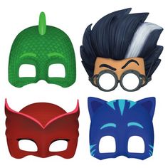 three masks with different designs on them