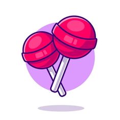 two red lollipops on a white background with a purple circle around them