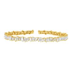 14K gold with 2.78-carat diamond jagged baguette stackable bangle bracelet. Model Number: SDL37215239ZSWY Real Diamond Bracelet, Diamond Bracelet For Women, Gemstone Diamond Ring, Flexible Bracelet, Diamond Bangle Bracelet, 14k Rose Gold Bracelet, Diamond Baguette, Stackable Bangles, Diamond Fashion Rings