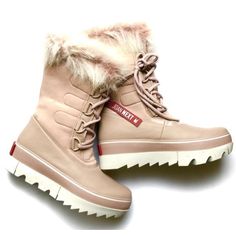 Sorel Joan Of Arctic Next Waterproof Snow Winter Rain Boot Women's Size 10 Pink Beat The City Chill In This Modern Take On The Brand's Signature Joan Of Arctic Winter Boot. Lightweight With A Slight Platform Lift, A New Sole Designed To Increase The Traction On Specific Areas Of The Foot That Receive More Foot-To-Ground Contact. Leather Upper/Textile Faux-Fur Lining/Rubber Sole 1 3/4" Heel; 1" Platform 9 1/2" Shaft; 14" Calf Waterproof 100 G/M Insulation Size 10 New No Box. Can Have Some Store W Sorel Joan Of Arctic, Sorel Joan, Womens Rain Boots, Sorel Womens, Rain Boot, Snow Winter, Winter Rain, Winter Boot, Rain Boots