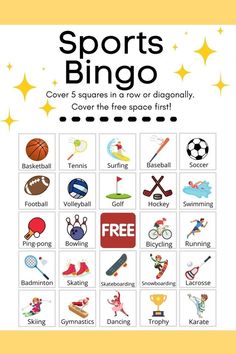 the sports bingo game is shown in this image