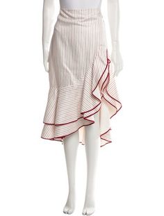 Alexis SkirtWhiteStripedZip ClosureFit:Skirts by Alexis typically fit true to size. Skirt Outfits Ideas, High Waisted White Skirt, White Ruffle Skirt, Midi Skirt White, White Knee Length Skirt, Mid Calf Skirt, High Low Skirt, Skirt Maxi, Ruffled Skirt