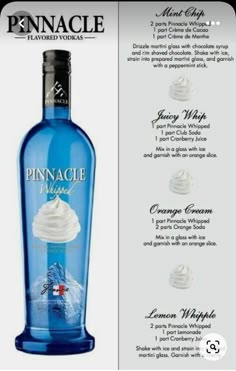 a bottle of pinnacce with instructions on how to make it in the microwave