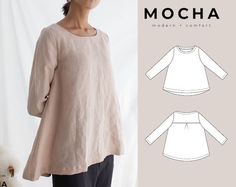 a women's top and pants sewing pattern from mocha