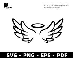 an angel wings logo with the words svg png eps and df on it