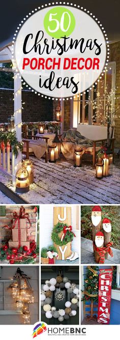 christmas porch decor ideas with candles and lights