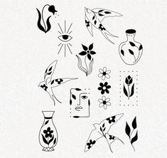 an image of flowers and vases drawn on paper