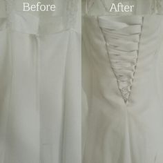 before and after photos of a wedding dress