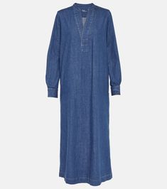 Cotton twill kaftan in blue - Polo Ralph Lauren | Mytheresa Blue Cotton Long Sleeve Kaftan, Spring Oversized Cotton Kaftan, Cotton Long Sleeve Kaftan For Fall, Casual Cotton Kaftan For Daywear, Cotton Tunic Kaftan For Daywear, Spring Cotton Kaftan For Daywear, Cotton Kaftan Tunic For Daywear, Cotton Kaftan For Daywear In Spring, Spring Long Sleeve Cotton Kaftan