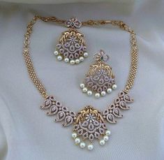 South Indian Short Necklace Cz Gold Plated Jewelry sets Wedding | eBay Short Gold Necklace, Unique Choker Necklaces, South Indian Bridal Jewellery, Indian Bridal Jewelry, Diamond Pendant Sets, South Indian Jewelry, Bollywood Wedding, Bridal Bangles, Jewelry Antique