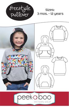 a child's hoodie and sweatshirt sewing pattern