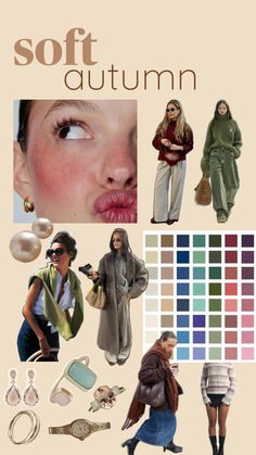 outfits and jewellery Deep Autumn, Fall Color Palette, Soft Autumn, Color Analysis, Colour Palette, Body Types, Fall Colors, Color Palette