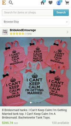 i can't keep calm, i'm getting married tank tops with bows