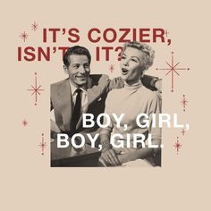 an advertisement for boy, girl, and christmas