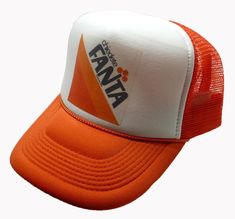 Fanta Trucker Hat Mesh Hat vintage snapback hat adjustable unworn Vintage style trucker hat This is a Trucker hat mesh hat, it has an adjustable snapback so it fits most people 100% Polyester Front 100% Nylon Mesh Back 5-panel cap Seamless Foam Front Panel with Lining 8 Rows Stitching on Visor Matching Fabric Under visor Adjustable Plastic Snap Tractor Hat, Hats Trendy, Fanta Orange, Snapback Hats Men, Vintage Trucker Hat, Mens Trucker Hat, Orange Hats, Orange Soda, Vintage Trucker Hats