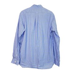 Step up your style game with this Ralph Lauren dress shirt. The blue and white checked pattern adds a touch of sophistication, while the long sleeves provide a classic look. Made with high-quality cotton, this shirt is both comfortable and stylish. Perfect for any occasion, this shirt is a must-have for any fashion-forward man. Casual Long Sleeve Flannel Shirt For Business, Casual Plaid Dress Shirt For Business, Plaid Cotton Dress Shirt With Spread Collar, Plaid Cotton Dress Shirt For Business Casual, Business Casual Plaid Cotton Dress Shirt, Business Plaid Button-up Top, Plaid Button-up Business Tops, Business Cotton Checkered Shirt, Plaid Button-up Tops For Business