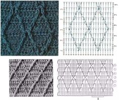 crochet patterns for afghans and knitted rugs, including the diamond stitch