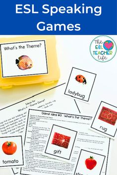 an esl speaking game with pictures and words on it, including ladybug