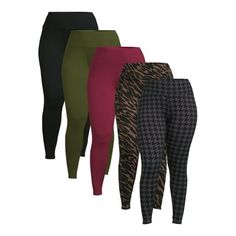 Get moving or kick back and relax, whatever your plans for the day, Feathers' Fleece Leggings have got you covered. Soft and stretchy, with a cozy feel and move-with-you fit, you'll love these comfy leggings and best of all? You get five pairs! Score. Size: 1X.  Color: Black.  Gender: female.  Age Group: adult. Wardrobe Capsule, Comfy Leggings, Fleece Leggings, Plus Size Activewear, Get Moving, Capsule Wardrobe, Gender Female, Feathers, Age Group