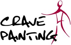 the words crave painting are written in black and red ink on a white background