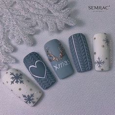 Christmas Nail Art Easy, Winter Nails Acrylic, Christmas Nails Easy, Sweater Nails, 2023 Trends, Nail Swag, Winter Nail Designs