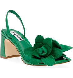 Steve Madden Farrie Flower Slingback Sandal (Women) | Nordstrom Green Suede, Shoe Closet, Fabric Gift Bags, Luxe Gifts, Slingback Sandal, Dress Sandals, Sandal Women, Dillard's