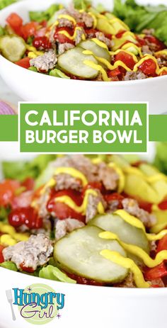 two white bowls filled with different types of food