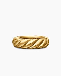 a yellow gold ring with twisted design