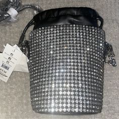 Madison West Bgw-5612 Silver Rhine Stone Cross Body. Nwt Party Bucket Bag With Silver-tone Hardware, Silver Bling Bags For Night Out, Stone Cross, Body Color, Cross Body, Black Silver, Crossbody Bags, Bag Lady, Stone