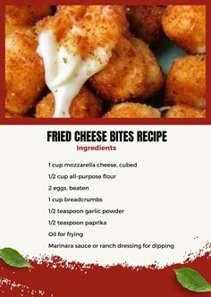 a menu for fried cheese bites recipe