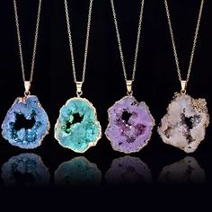 Each pendant is sliced from natural stone, and each slice will vary in appearance. So you will not receive the exact pendant in the photo. Agate Pendant Necklace, Quartz Geode, Mens Jewelry Necklace, Stone Pendant Necklace, Agate Necklace, Agate Crystal, Diy Charms, Agate Pendant, Quartz Stone