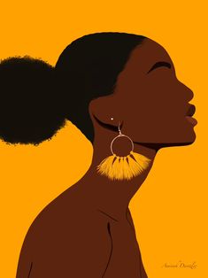 Yellow Background Painting, Contrast Art, Afro Puff, Illustration Art Girl, Girls Wall Art, Arte Inspo