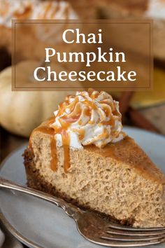 Chai Pumpkin Cheesecake with Gingersnap Crust Recipe Pumpkin Cheescake, Fall Cheesecake Recipes, Pumpkin Cheesecake With Gingersnap Crust, Cheesecake Deserts, Cheesecake With Gingersnap Crust, Recipes With Pumpkin, Spiced Whipped Cream, Pumpkin Spice Cheesecake, Winter Dessert