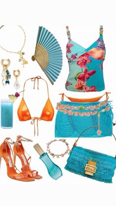 Summer🧡💛🤍 Outfits For The Caribbean, Hawaiian Summer Outfits, Bali Aesthetic Outfit, Tropical Aesthetic Outfit, Ibiza Clubbing Outfits, Beach Wear Aesthetic, Brazil Outfit Ideas, Islands Outfits, Tropical Outfit Ideas