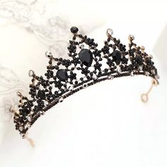 Black Crystal Tiara our Tiaras will come with a sash to tie into a bow, bobby pins may be used for extra support. *warning: may contain small parts, adult supervision required while wearing. Prom Headband, Black Tiara, Masquerade Wedding, Crystal Crown Wedding, Bride Headband, Bride Tiara, Princess Jewelry, Black Bridal, Black Crown