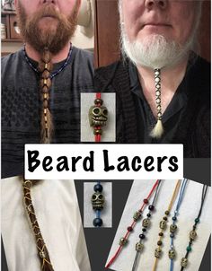 Beard Lacer Beard Hair Tie With Heavy Metal Skull: Choose - Etsy Beard Accessories, Beard Jewelry, Braided Beard, Stringing Beads, Beard Beads, Course Hair, Santa Beard, Viking Hair, Beard Hair