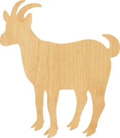 a wooden goat cut out on a white background