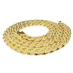 Men's 36" inch long x 18 mm wide Cuban link rapper chain necklace. Boasts a dazzling 18k yellow gold plated finish over thick alloy metal core. Heavy hip hop chain weighs a hefty 375 grams - has a premium feel. Links encrusted with round-cut Czech stones Chain features a chunky box clasp lock. Made in Korea for a solid quality chain necklace that is sure to please. 100% FREE SHIPPING in USA. Order now! Hip Hop Chains, Hip Hop Jewelry, Cuban Link, Cuban Chain, Crochet Earrings, Gold Bracelet, 18k Gold, Chain Necklace, Gold Plate