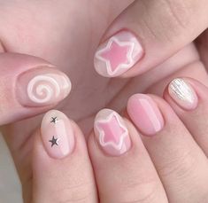 Silly Nails, Hello Nails, Simple Gel Nails, Grunge Nails, Pretty Gel Nails, Really Cute Nails, Soft Nails, Kawaii Nails