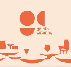 the logo for galatto catering is shown in orange and beige colors on an off - white background